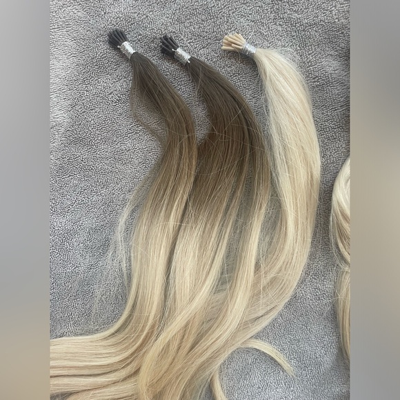 Custom 26” Bellami i Tip Hair Extensions 8 Packs Platinum Ash Blonde Rooted Mix - Picture 5 of 8